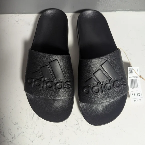 Adidas Black Slides with Logo, Size 11 - Picture 2 of 6